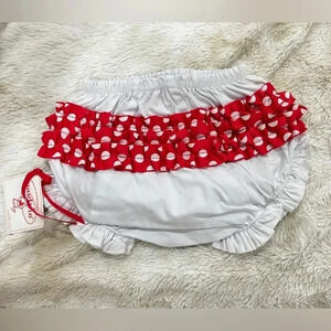 Vintage baby girl bloomers diaper cover shorts ruffles polka dots red white bows